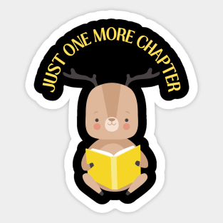 Little deer reading book Just one more chapter I Love Books Bookoholic Sticker